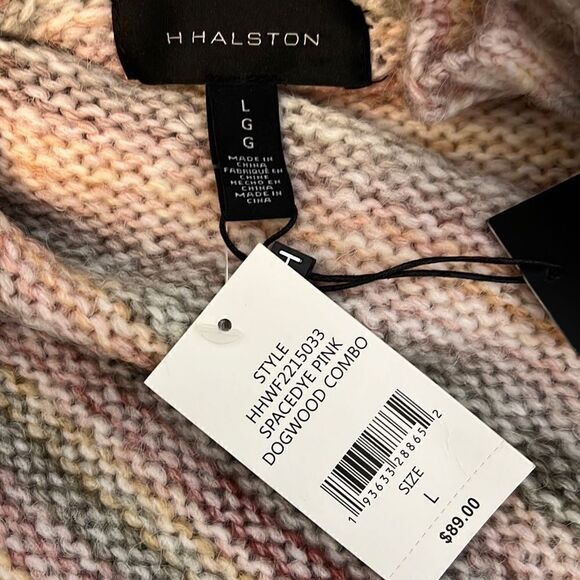 H by Halston Women's Puff Sleeve Sweater Mock Neck Spacedye Pink Size Large NWT - Picture 6 of 9